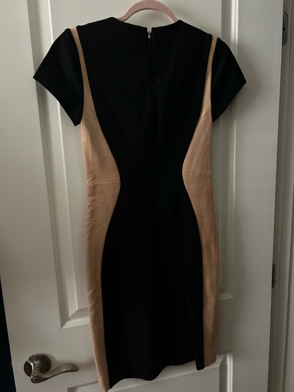 Diane Von Furstenberg Dayton Leather Cocktail Dress Camel & Black Women’s Size 0